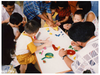 Children doing hands-on craft and play