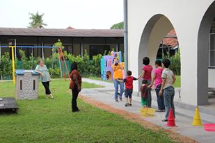 Children at the outdoor play area